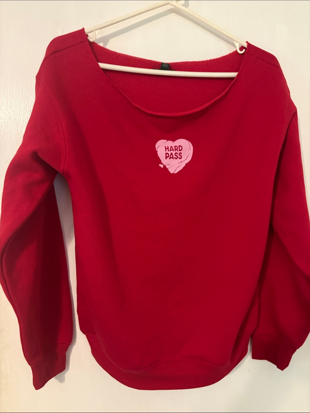 Wild fable Red Scoop Neck Sweatshirt with Pink Heart Graphic